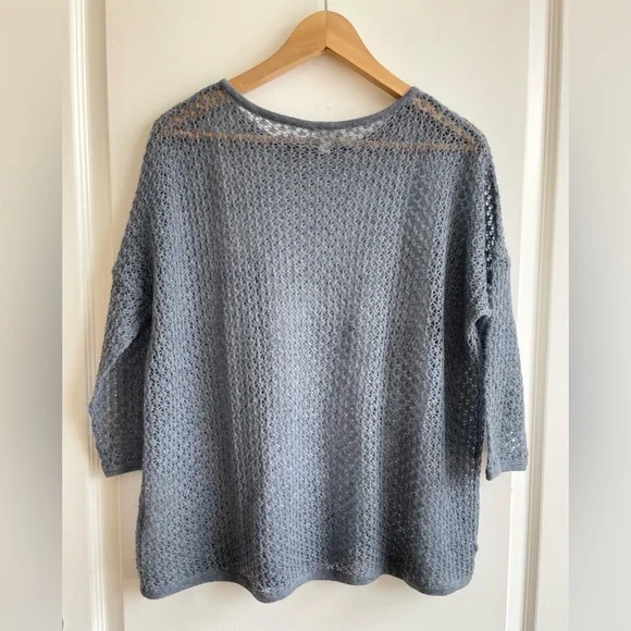 Garnet Hill Featherweight Cashmere Cropped Boxy Sweater XS Relaxed Fit Blue - Picture 3 of 8